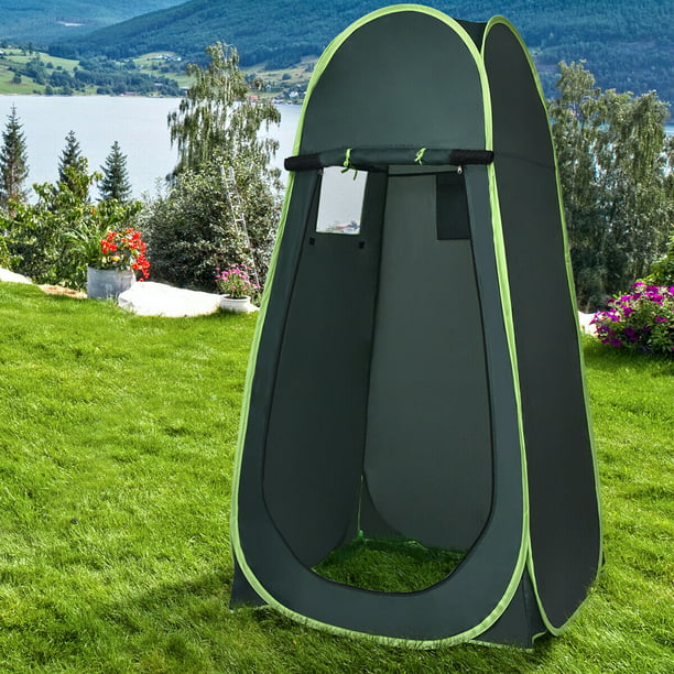 Portable Pop Up Toilet Shower Tent /& 5 Gal Solar Shower Bag Camp Bath Water Bag